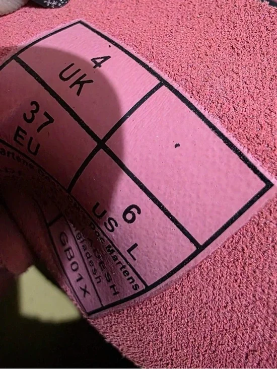 Dr. Martens Pink and Black Suede Lace-Up Boots - Picture 3 of 4